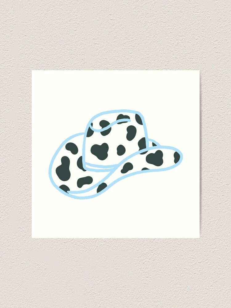 blue cow print cowboy hat