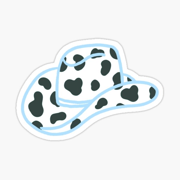 Cow Print, Blue Cowboy Hat Sticker