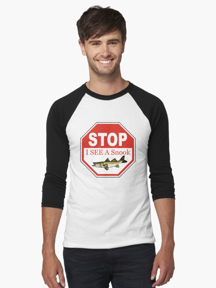 Thumbnail 1 of 3, Baseball ¾ Sleeve T-Shirt, Stop I See a Snook in the Florida Keys designed and sold by KeysTreasures.