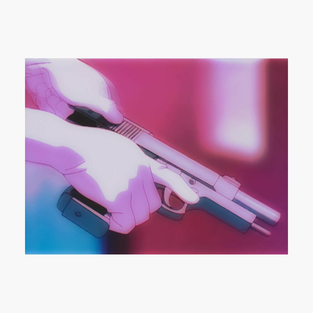 Anime Vapourwave Pistol Poster By Razormind Art Redbubble