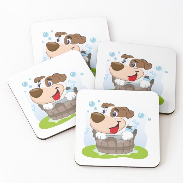 Item preview, Illustration of a dog bathing in a tub of water. Ideal for visual communication, informational and institutional and veterinary material designed and sold by LucianoCosmo.