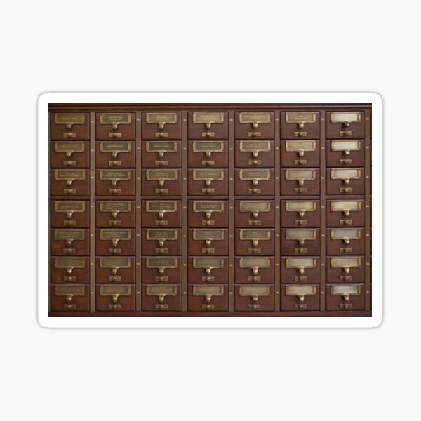 Vintage Library Card Catalog Drawers Sticker