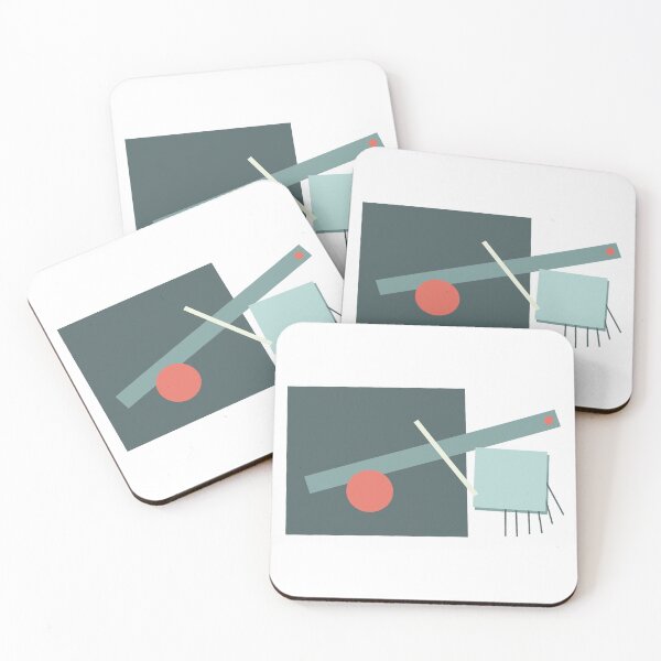 Item preview, suprematist art composition blue squares and red circles designed and sold by Vela Barrera.