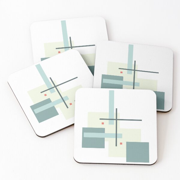 Item preview, Suprematist art composition blue squares and red circles designed and sold by Vela Barrera.