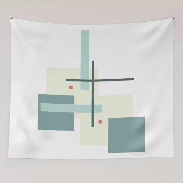Item preview, Suprematist art composition blue squares and red circles designed and sold by Vela Barrera.