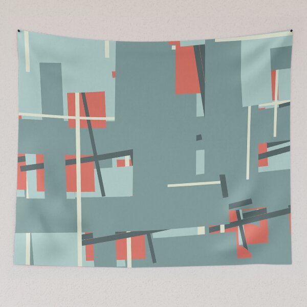 Item preview, Suprematist art composition blue squares and red circles designed and sold by Vela Barrera.