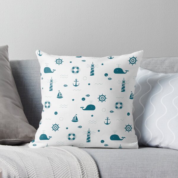 Artikelvorschau, Nautisches Design - Wale, Fische, Leuchttürme, Anker und Wellen - Blaues und weißes Design entworfen und verkauft von Konnectd.