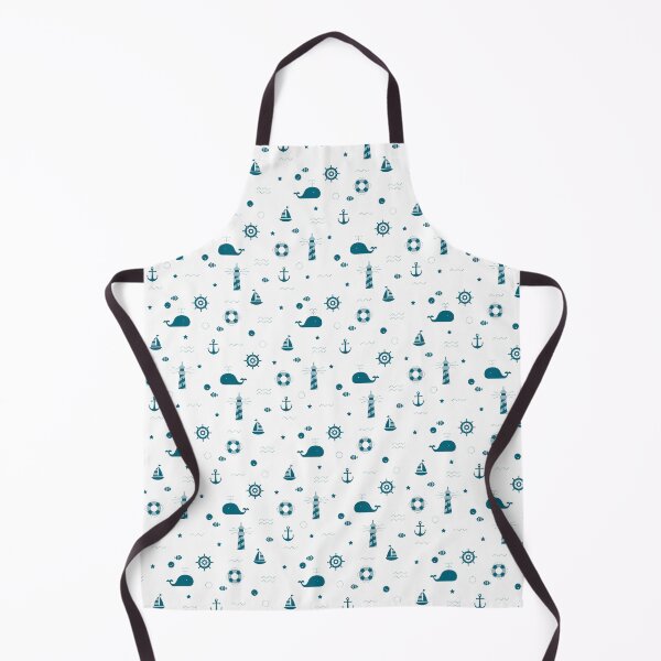Aperçu de l'œuvre Design nautique - Baleines, poissons, phares, ancres et vagues - Design bleu et blanc créée et vendue par Konnectd.