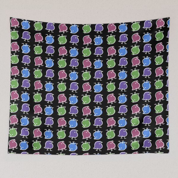 Item preview, Wug print (multicolour on black) designed and sold by Lingthusiasm.