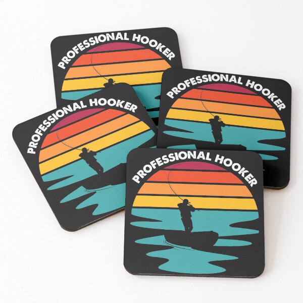 Item preview, Professional Hooker - Fisherman with Retro Vintage Sunset designed and sold by CoolSilhouettes.