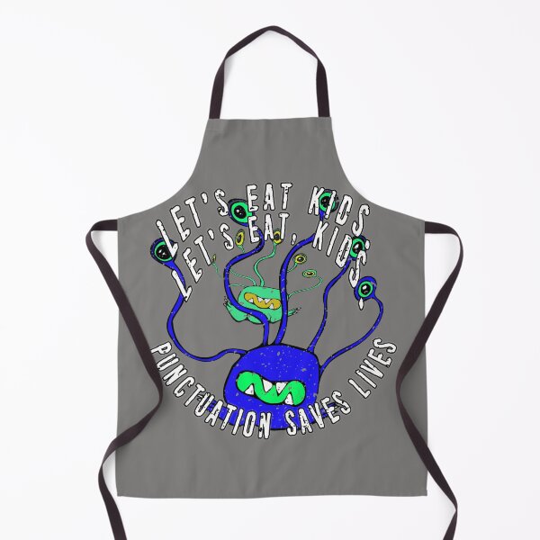 Item preview, Lets Eat Kids. Lets Eat, Kids. Punctuation Saves Lives. Funny Grammar Teacher Halloween and Anytime Quote. Blue Monster. designed and sold by UrTops.