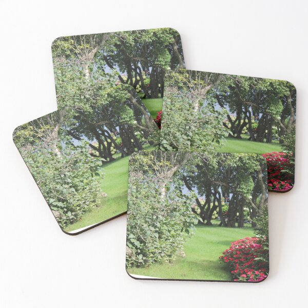 Item preview, Green Scenic Yard Pick with Red Flowers designed and sold by spicygarb.