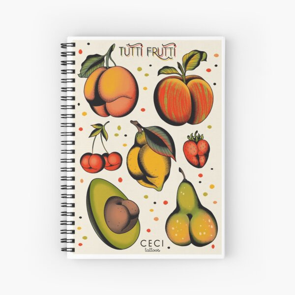 Tutti frutti, sexy fruits tattoo flash Spiral Notebook