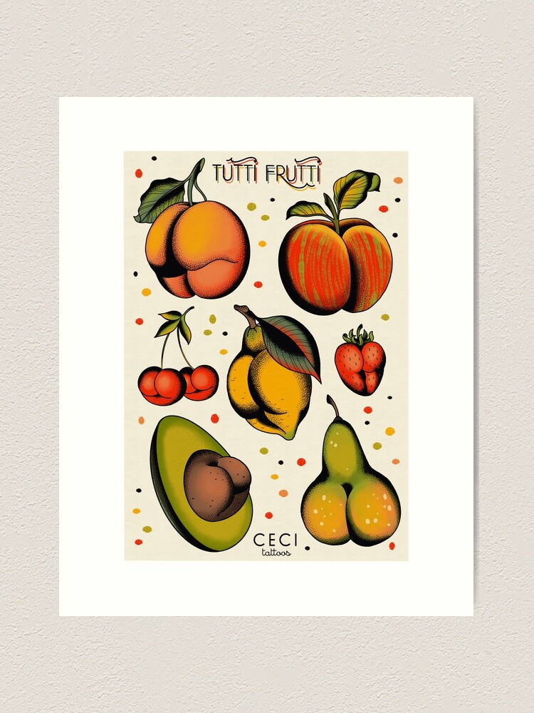 Alternate view of Tutti frutti, sexy fruits tattoo flash Art Print