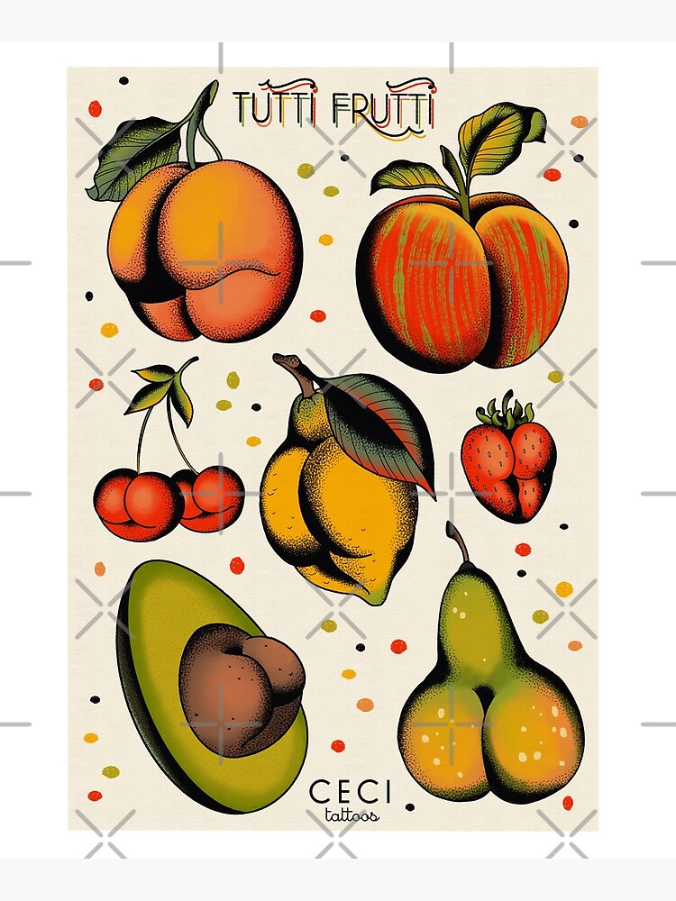 Tutti frutti, sexy fruits tattoo flash by ceciliagranata