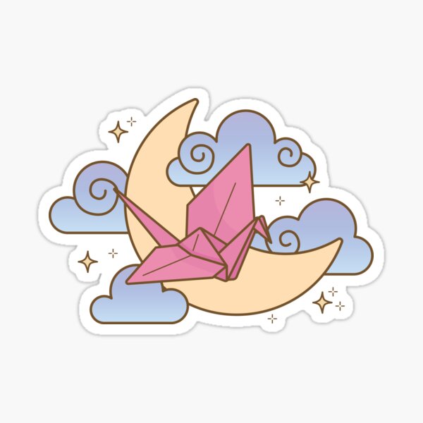 Item preview, Tsuru with Moon and Clouds     designed and sold by LuYukari.