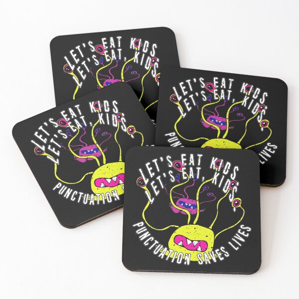 Item preview, Lets Eat Kids. Lets Eat, Kids. Punctuation Saves Lives. Funny Grammar Teacher Halloween and Anytime Quote. Yellow Monster. designed and sold by UrTops.