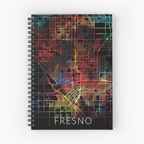 Artikelvorschau, Fresno City Street Map Dunkler Modus entworfen und verkauft von map-lover.