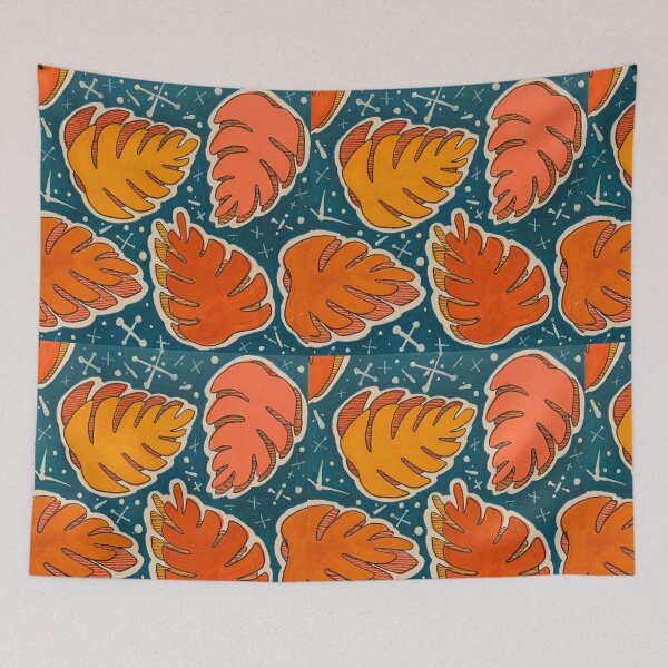 Item preview, Wild Blue Tiki Space Pattern designed and sold by Amelia Dean.