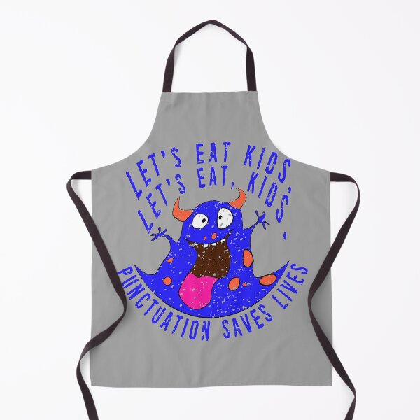Item preview, Lets Eat Kids. Lets Eat, Kids. Punctuation Saves Lives. Funny Grammar Teacher Halloween and Anytime Quote. Blue Horned Monster. designed and sold by UrTops.
