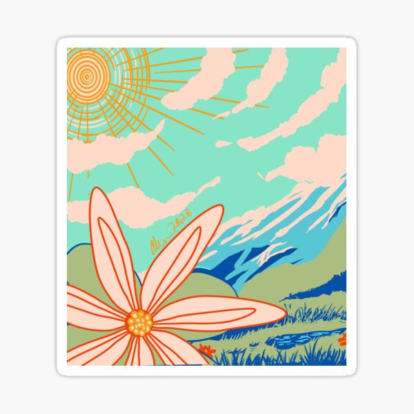 Springtime in Colorado: Sun, Flowers, and Mountains Sticker