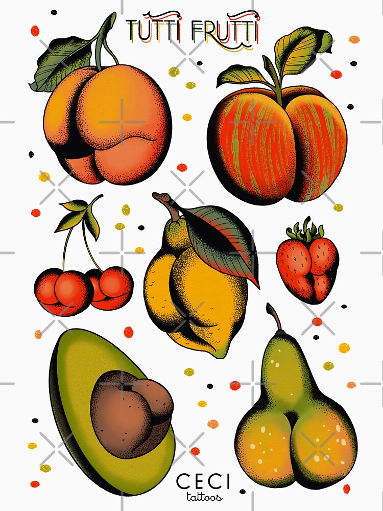 Tutti Frutti Sexy Fruits Tattoo Flash T Shirt For Sale By Ceciliagranata Redbubble Fruits 3130