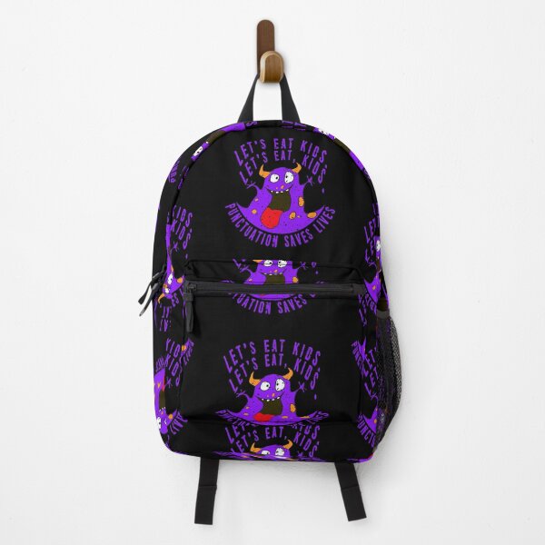 Item preview, Lets Eat Kids. Lets Eat, Kids. Punctuation Saves Lives. Funny Grammar Teacher Halloween and Anytime Quote. Purple Horned Monster. designed and sold by UrTops.