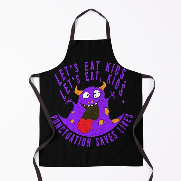 Item preview, Lets Eat Kids. Lets Eat, Kids. Punctuation Saves Lives. Funny Grammar Teacher Halloween and Anytime Quote. Purple Horned Monster. designed and sold by UrTops.