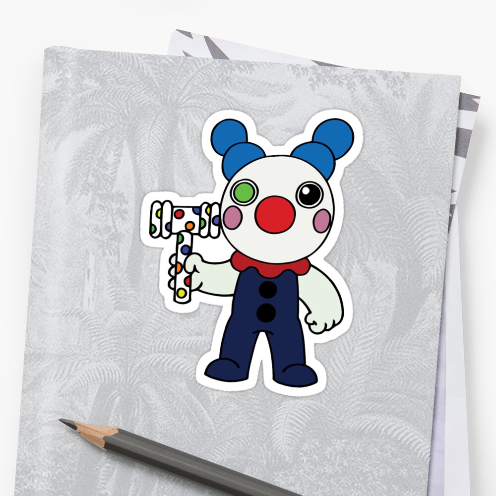 Clowny Clown Pig Skin Sticker By Stinkpad Redbubble - roblox walkthrough super scary killer clown design it