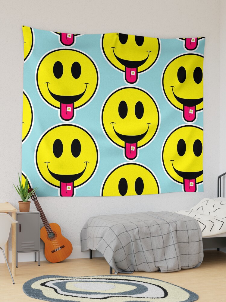 Trippy smiley face outlet tapestry