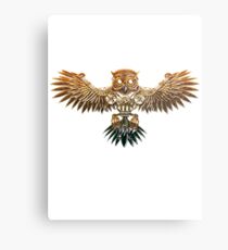 Bronze Steampunk Flying Owl Metal Print