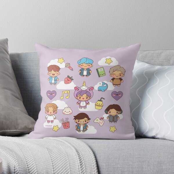 BTS Pajama Party (Purple, Pillows) Throw Pillow