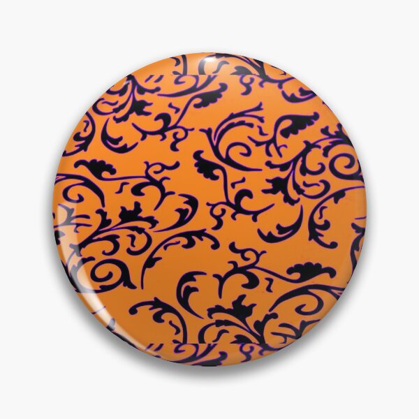 Item preview, ARABIATA 13 bis orange patterns black coral Morocco Essaouira flowers leaves design arabesques scrolls decor designed and sold by dragonemma.