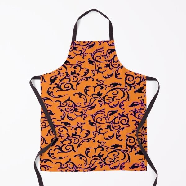Item preview, ARABIATA 13 bis orange patterns black coral Morocco Essaouira flowers leaves design arabesques scrolls decor designed and sold by dragonemma.