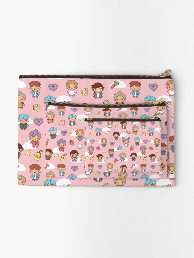 Alternate view of BTS Pajama Party (Pink, Pouches & Sleeves) Zipper Pouch