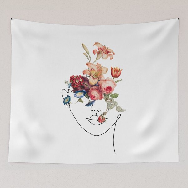 Item preview, Beautiful Floral Face Line Art designed and sold by KA DESIGNS.
