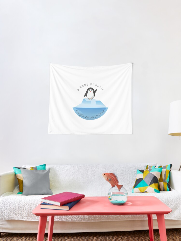 Baby Penguin Caught On An Iceberg Tiktok Tapestry By Alibdesigns Redbubble