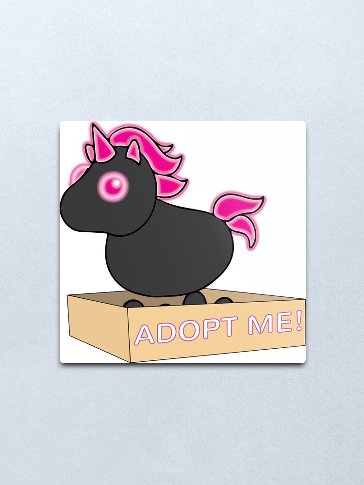 Mega Neon Black And Hot Pink Evil Unicorn Legendary Metal Print By Stinkpad Redbubble - roblox adopt me pet evil unicorn
