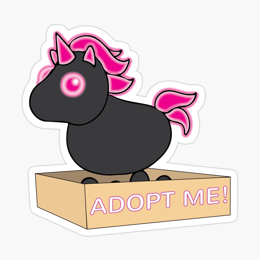 Mega Neon Black And Hot Pink Evil Unicorn Legendary Sticker By Stinkpad Redbubble - denis daily roblox adopt me legendary unicorn