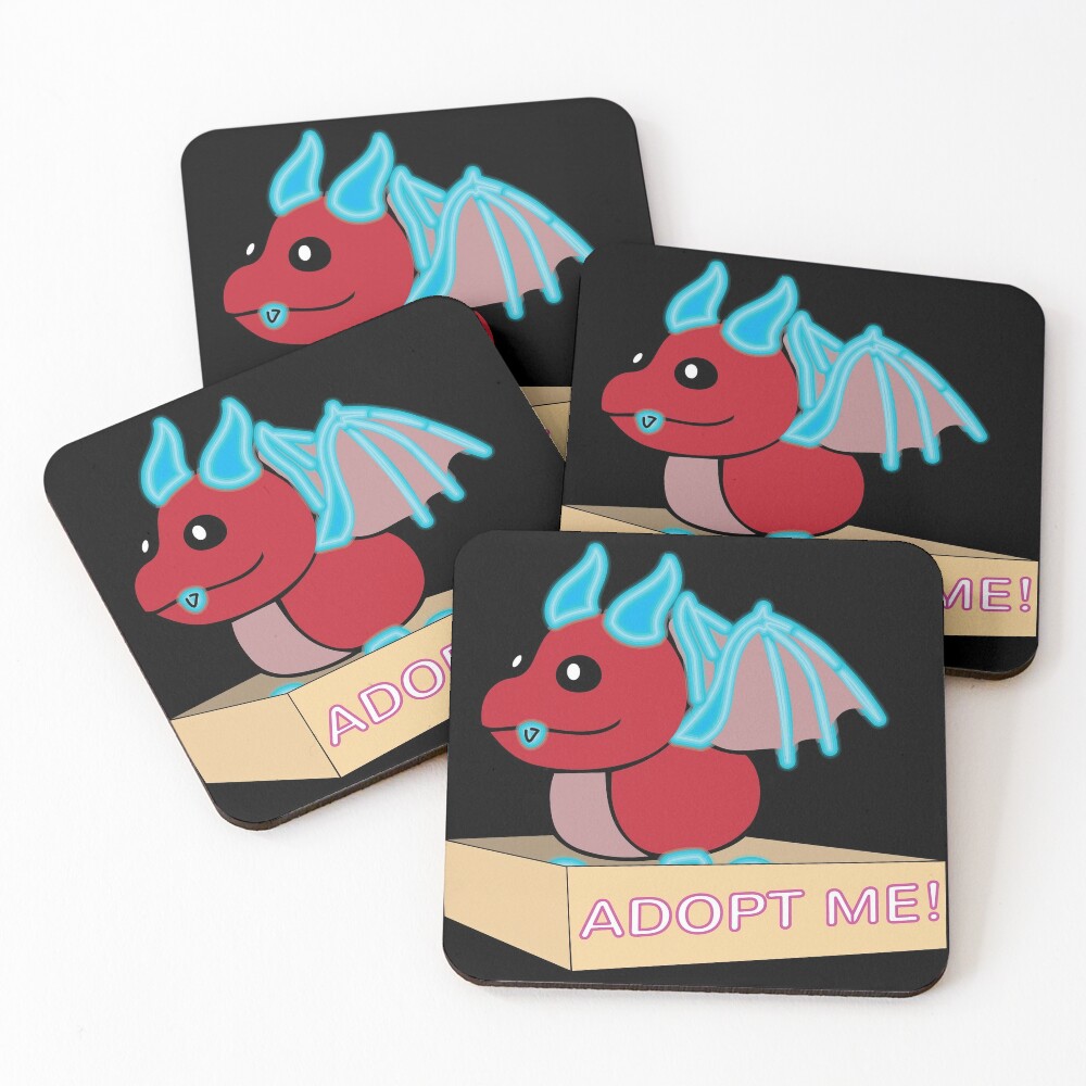 Mega Neon Red And Blue Dragon Legendary Coasters Set Of 4 By Stinkpad Redbubble - roblox adopt me mega neon horse