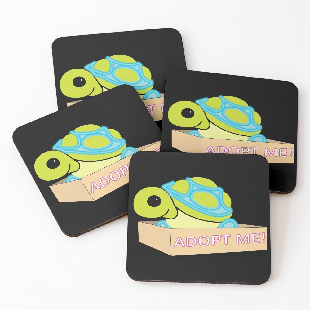 Adopt Me Pets Mega Neon Green And Blue Turtle Legendary Coasters Set Of 4 By Stinkpad Redbubble - roblox adopt me pets neon turtle