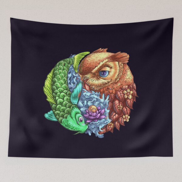 Item preview, flower Owl and fish shirt, River designed and sold by DiamondStore1.