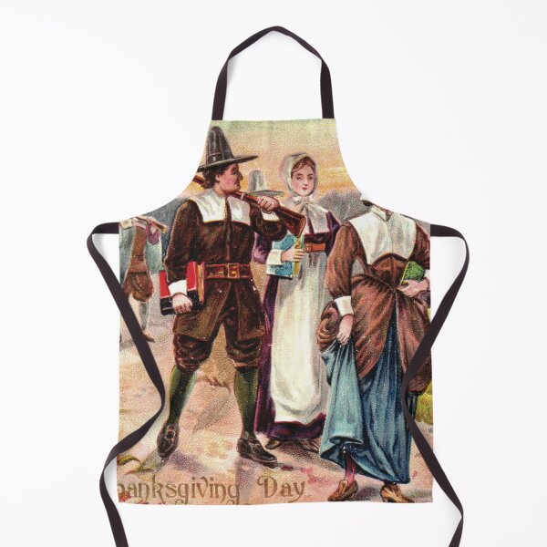 Item preview, Vintage Thanksgiving Day Greeting Card Pilgrims Leaving Church designed and sold by DeeElle.