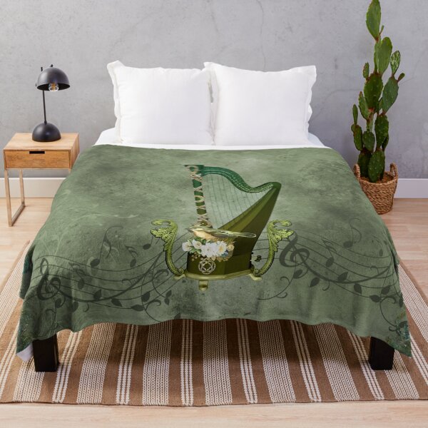Item preview, Celtic harp with celtic knot and flowers with bird designed and sold by nicky2342.