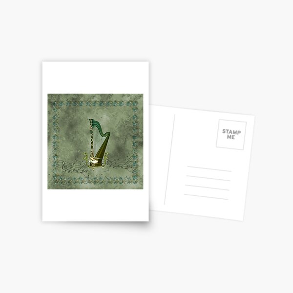 Item preview, Celtic harp with celtic knot and flowers with bird designed and sold by nicky2342.