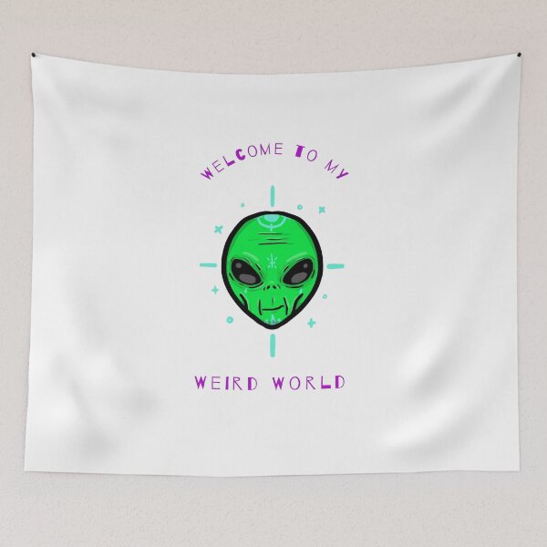Item preview, Green Alien Head "Welcome to my Weird World" designed and sold by tepalistings.