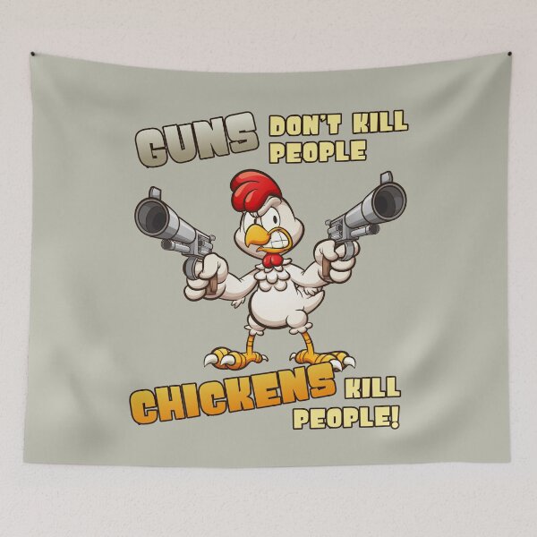 Item preview, Guns Don’t Kill People, Chickens Kill People designed and sold by HappySchnapper.