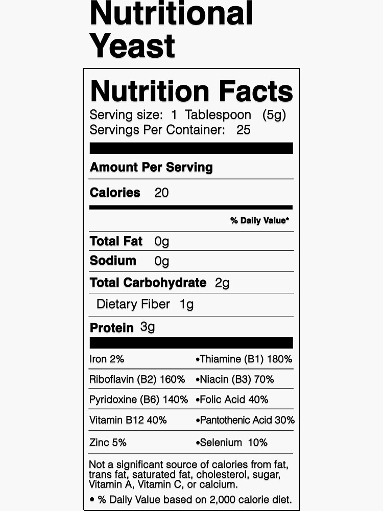 "Nutritional Yeast Nutrition Facts" Sticker for Sale by TheMiddleWest