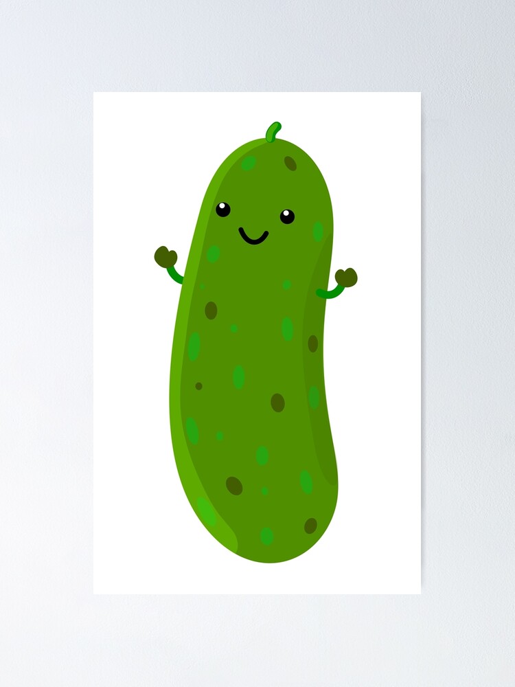 "Cute happy pickle cartoon illustration" Poster for Sale by FrogFactory