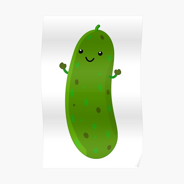 "Cute happy pickle cartoon illustration" Poster by FrogFactory Redbubble